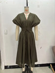 Robe de soirée élégante pour femme plissée col en V