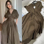 Robe de soirée élégante pour femme plissée col en V