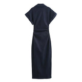 Robe longue soirée avec fermeture bouton élégante mince