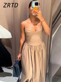Robe longue soirée sexy à bretelles femmes, plissée, col en V sans manches