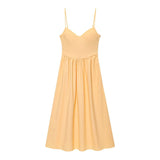 Robe longue soirée sexy à bretelles femmes, plissée, col en V sans manches
