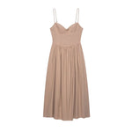 Robe longue soirée sexy à bretelles femmes, plissée, col en V sans manches