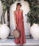 Robe de soirée longue sexy sans manches pour femme