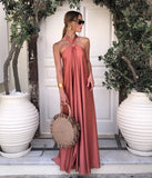 Robe de soirée longue sexy sans manches pour femme