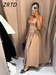 Robe longue soirée sexy à bretelles femmes, plissée, col en V sans manches
