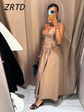 Robe longue soirée sexy à bretelles femmes, plissée, col en V sans manches