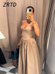 Robe longue soirée sexy à bretelles femmes, plissée, col en V sans manches