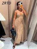 Robe longue soirée sexy à bretelles femmes, plissée, col en V sans manches