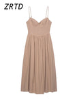Robe longue soirée sexy à bretelles femmes, plissée, col en V sans manches