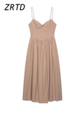 Robe longue soirée sexy à bretelles femmes, plissée, col en V sans manches