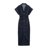 Robe longue soirée avec fermeture bouton élégante mince