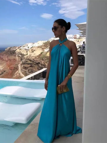 Robe de soirée longue sexy sans manches pour femme