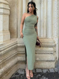 Robe longue soirée noire femme fendue sans manches
