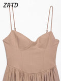 Robe longue soirée sexy à bretelles femmes, plissée, col en V sans manches