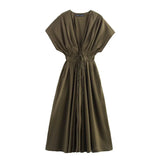 Robe de soirée élégante pour femme plissée col en V